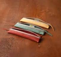 Slim Pencil Case Leather Personalized , Small Pen Pouch ...