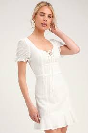 Rapunzel White Eyelet Lace Mini Dress White Dresses For Women Eyelet Lace Dress Cute White Dress