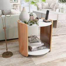 Modern glass side table with storage: Furniture Of America Fing Modern White Round Storage End Table On Sale Overstock 20603090
