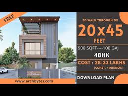 100 gaj house, 100 gaj kothi ka design wallpaper : 20 45 House Plan 3d 3 Bhk 100 Gaj House Plan ð—£ð—¹ð—®ð—» ð—œð—— 106 Litetube