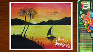 Smarty Art How To Draw Sunset Scenery Drawing Using Oil Facebook Draw the sun's reflection on the water.