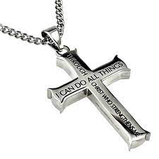 Fun Collections Philippians 4 13 Jewelry Cross Necklace Strength Bible Verse Stainless Steel 20 Inch Curb Chain Walmart Com In 2021 Mens Cross Necklace Steel Cross Necklace Stainless Steel Curb Chain