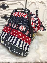 Boston Red Sox Car Seat Cover Ooak Red Sox By Coverednlove1 Boston Red Sox Baby Red Sox Baby Car Seats