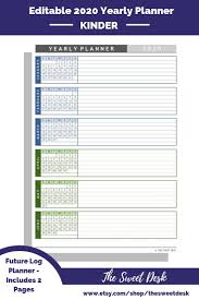 Editable 2020 Excel Yearly Planner Template Printable Modern Etsy Planner Template Yearly Planner Weekly Planner Template