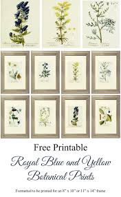 Black And White Botanical Prints Free Free Printable Royal Blue And Yellow Botanical Art Yellow Botanical Print Botanical Prints Free Botanical Prints