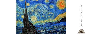 Comprend une boîte personnalisée avec la photo du puzzle. Memorisation Puzzle Artistique Vincent Van Gogh Nuit Etoilee 1000 Pieces