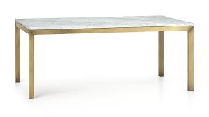 Parsons White Marble Top Brass Base 72x42 Dining Table Brass Dining Table Stone Top Dining Table Modern Marble Dining Tables