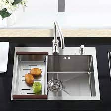 Kitchen sinks and faucets come in a variety of finishes and styles, so finding a combination that suits your style and budget is easy. Single Bowl Kitchen Sink Topmount Stainless Steel Sink With Drain Basket Hm7245 Modern Kitchen Sinks Replacing Kitchen Countertops Modern Kitchen