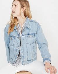 Women S Boxy Crop Jean Jacket In Fitzgerald Wash Light Wash Denim Jacket Crop Jean Jacket Denim Street Style