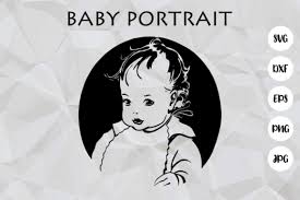 Download Vintage Cute Baby Face Portrait Cut File Graphic By Prawny Creative Fabrica PSD Mockup Templates
