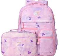 Amazon.com: Mochilas para niñas, escuela, lindas mochilas para niños, con  lonchera aislada, juego para la escuela primaria, púrpura (Butterfly ...