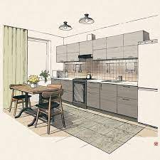 small kitchen drawing sketch interiorsketch interiorsketches kitchen interi gambar arsitektur desain interior sketsa arsitektur