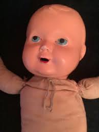 Vintage Plaster Doll Hand painted face with Canvas Body see Description