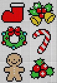 Mobiles De Noel En Perles A Cuire Et Fer Mesbidouilles81 Pixel Art Noel Coloriage Ninjago Point De Croix De Noel