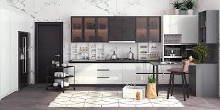 The sleek surface of these cabinets makes them easy to clean and effortless to pair with any design. L Shape White Gloss Kitchen Cabinet Op19 L05