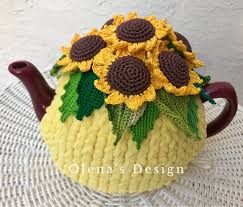 These tea cozies are not only wonderful decoration of your kitchen, but also functional to keep your tea warm with extra texture and color. Excited To Share This Item From My Etsy Shop Crochet Tea Cozy Yellow Cover Sunflower Tea Cosy Warmer Autumn Fall Crochet Tea Cozy Crochet Sunflower Tea Cosy
