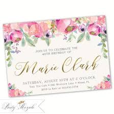 40th Birthday Flowers For Her Women S Birthday Invitations 40th Birthday 50th 60th Etsy Printable Birthday Invitations Floral Birthday Invitations 13th Birthday Invitations