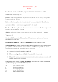 Declinazioni E Casi Latini Docsity