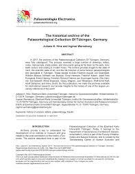 Pdf The Historical Archive Of The Paleontological Collection Tubingen Germany
