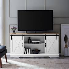 Maybe you would like to learn more about one of these? Woven Paths Farmhouse Sliding Barn Door Tv Stand For Tvs Up To 65 White Oak Walmart Com Barn Door Tv Stand Farm House Living Room Farmhouse Tv Stand