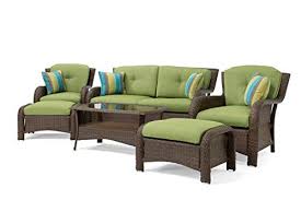 Reina outdoor 5 piece sectional seating group with cushions. Outdoor Patio Conversation Sets