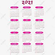 Calendar 2021 In Pink Colour Calendar 2021 New Year Png And Vector With Transparent Background For Free Download Calendar Wallpaper Pink Color Calendar