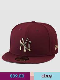 New Era 59fifty New York Yankees Fitted Hat Cap Maroon Gold Metal Badge Fitted Hats Hats For Men Hats