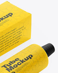 Download Box W Cosmetic Tube Mockup In Box Mockups On Yellow Images Object Mockups