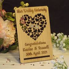 Spending a quarter of a century in love is worth celebrating with such a precious and valuable metal. Personalised 25th Silver Wedding Anniversary Filigree Hearts Card Plaque Gift