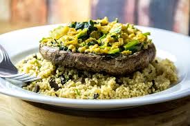 Sprinkle some parmesan cheese if you want & enjoy! Stuffed Portobello Mushrooms With Sweet Potato Spinach Couscous Recipe