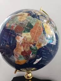 Gemstone World Globe Semi Precious Inlaid Stone With 24k Gold Plated Stand 21 World Globes Globe Plate Stands