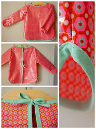 Blouse Ecolier Tissu Enduit Petit Pan Mikko Rouge Et Biais Assorti Coloris Vert D Eau Tuto Couture Vetement Bebe Blouse Ecolier Tablier Peinture Enfant