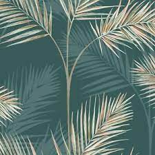 Acheter chambre confortable saison de ble vert papier peint papier. South Beach Palm Leaf Papier Peint Vert Emeraude Fine Decor Or Metallique Fd42679 Ebay