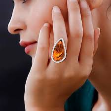 Natural Baltic Amber Ring in Sterling Silver