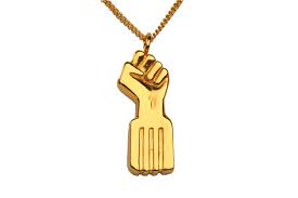 Radiant Black Power Fist Necklace Gold Chains For Men Black Power Fist Chains For Men