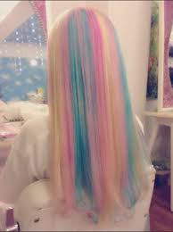 Rainbow Pastel Hair Color For Long Straight Blonde Hair Unicorn Hair Color Sari Duz Sac Rengarenk Sac Denizkizi Saci