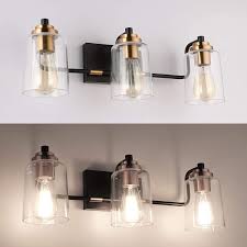 Farmhouse bathroom vanity light, 4 light rust gray rustic bathroom wall sconce, industrial farmhouse vanity lighting. Buy Solfart 3 Head Vintage Bath Vanity Light Wall Bathroom Over Mirror Modern Glass Shade Light Fixtures 3 Lights Exclude Bulb Online In Indonesia B07vx6zkt5