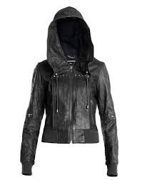 Danier Leather Bomber Jacket The Hood Makes It Youthful And The Studs And Zippers Make It A B Leather Jacket With Hood Jackets For Women Leather Jackets Women