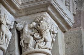 Autun Saone Et Loire Cathedrale Saint Lazare Porche Chapiteau Stone Masonry Free Standing Sculpture Medieval