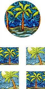 Amazon Com Bundle 5 Piece Home Or Office Palm Tree Mousepad Trivet And Four 4 Coasters Neoprene Coasters Palm Tree Art Palm Trees Painting Tree Art
