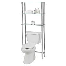 Large glass cabinet with a shelf. Creative Bath L Etagere 3 Shelf Glass Over The Toilet Space Saver Bed Bath Beyond