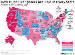 This data states that a firefighter can expect to make a median salary of $49,620. Mapping Firefighters Salaries In Every State
