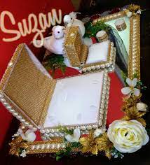 صينية ذهب العروس bride s gold tray wedding arrangements bridal cap jewellery display