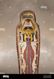Ancient Egyptian mummy case of Isetemakhbit, 760-526 BC, 26th Dynasty,  Thebes. Museum of Fine Arts of Lyon Inv 1969-197 ( Louvre No. E 13032).  Momifor Stock Photo - Alamy