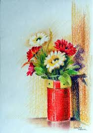 Arteworld By Sanika Dhanorkar 107 Oil Pastel Sketch The Flower Vase Oil Pastel Oil Pastel Colours Oil Pastel Landscape