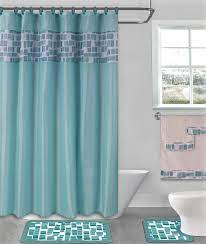 If you want your shower curtain to be a subtle complement to the other bolder elements in your bathroom, check out wamsutta®'s soft neutral tones in a variety of minimalist styles including vintage and some cloth shower curtains in luxurious cotton sateen, enhancing any bathroom decor with a fresh modern look. 15pc Printed Banded Bathroom Shower Curtain Set Bath Mat Fabric Covered Rings Bathroom Supplies Accessories Patterer Garden Curtains