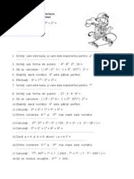 Această fişă de lucru poate fi folosită pentru consolidarea cunoştinţelor referitoare la înmulţire şi împărţire. Fisa De Lucru Cu Puteri Clasa A 5 A