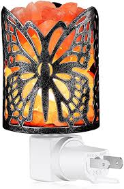 Amazon Com Himalayan Salt Lamp Natural Wall Light Salt Lamp With 2 Bulbs Rocks Salt Night Light With Butterfly Metal Basket Gift Home Improvement