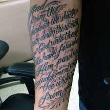 A bold ode to the book of isaiah for women not shy about their faith, the words appear under a water wave in the simple bible verse tattoo. The 60 Best Bible Verse Tattoos For Men Improb