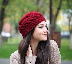 Marsala Cable Knit Hat Women Boho Hat Burgundy Red Parisian Style Hat Knitted French Beret Winter Fashion Accessor Burgundy Hat Cable Knit Hat Knitted Hats